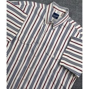 Vintage Wrangler Brushpopper Western Shirt Mens XL Red White Blue Striped Cotton